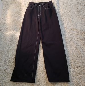 Retro black with white thread stitching pants